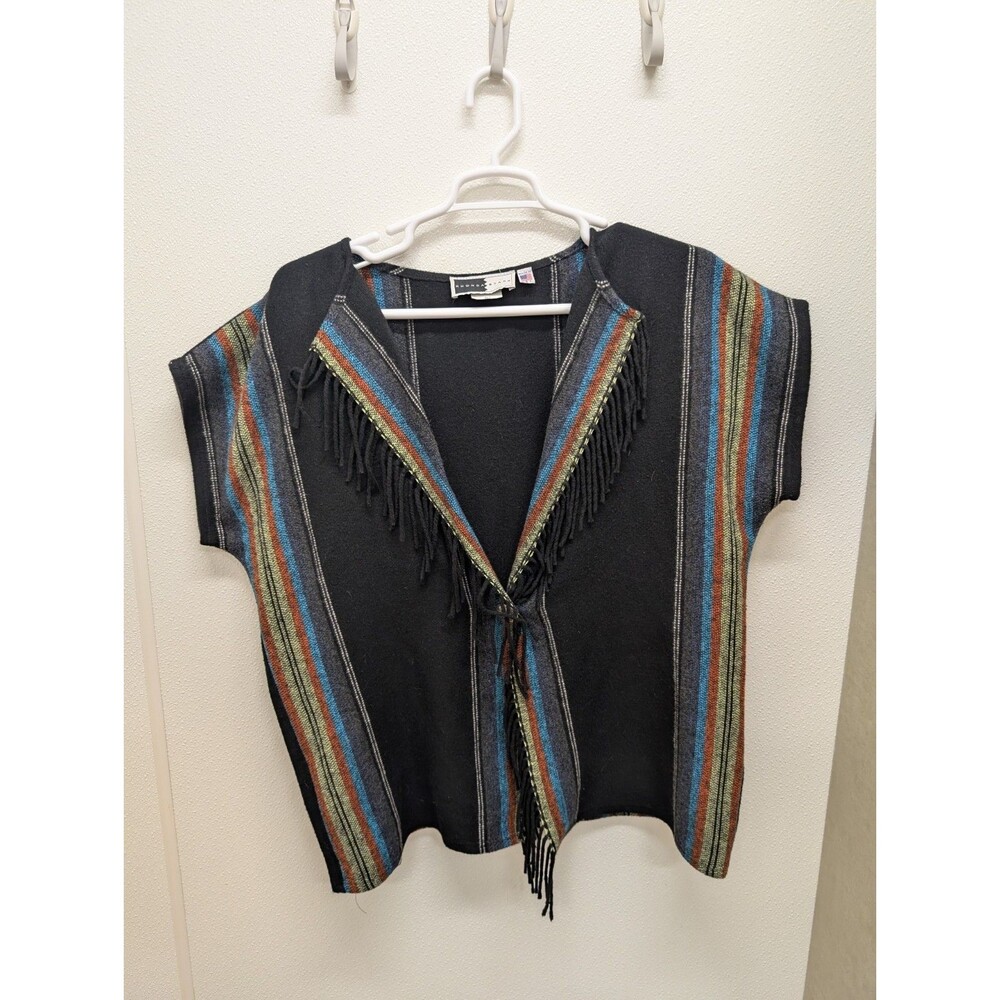 RHONDA STARK XL Wool Blend Southwestern Vest Rodeo Country Poncho aztec